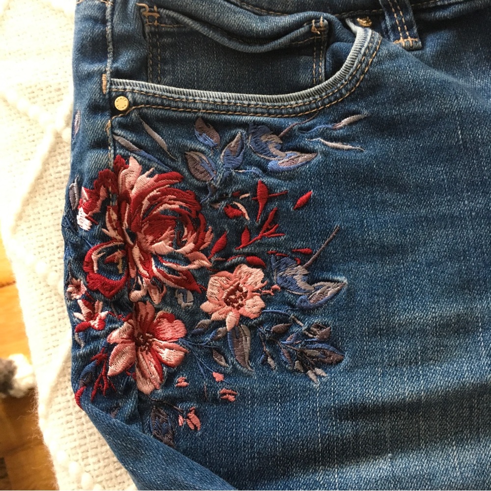 WHBM embroidered girlfriend jeans